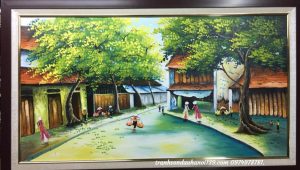 Tranh sơn dầu phố cổ hà nội SD12