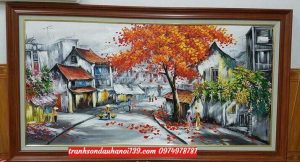 Tranh phố cổ hà nội tranh sơn dầu phố cổ hà nội SD046