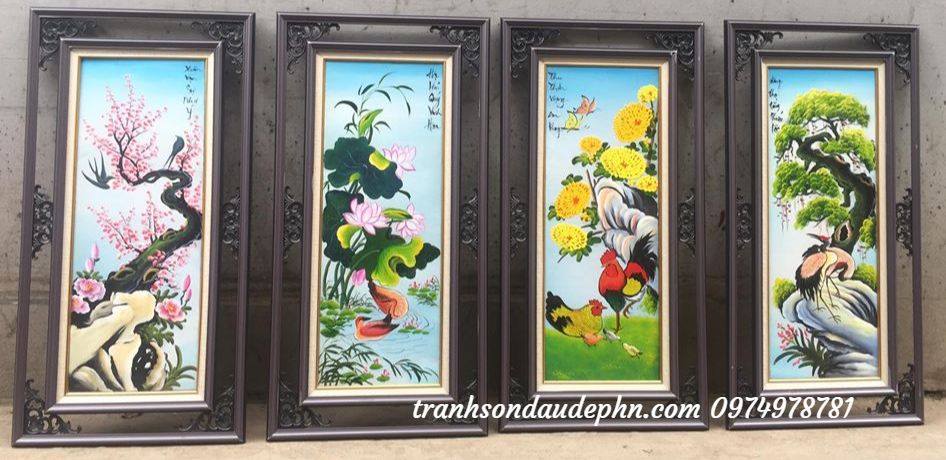 Tranh sơn dầu tùng cúc trúc mai SD069