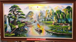 Tranh sơn thủy  ,tranh sơn thủy treo phòng khách SD089