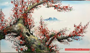 Tranh hoa đào, tranh hoa đào đẹp SD01011